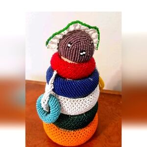 Vintage Ndebele African wedding doll fertility doll covered in glass beads